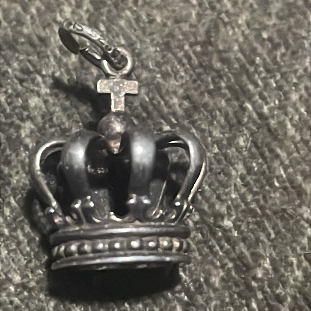 .925 Sterling CROWN PENDANT CHARM real solid Silver Fine Jewelry Vintage 1970’s